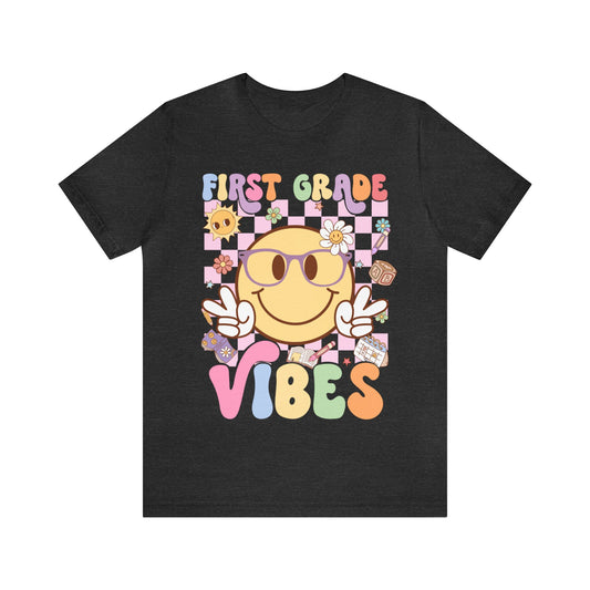 First Grade Vibes Teacher Retro T-Shirt