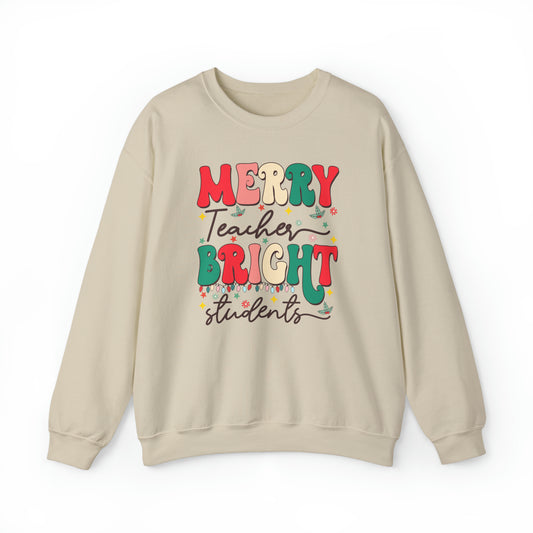 Christmas Teacher Sweatshirt, Merry Christmas Teacher Crewneck, Bright Students Teacher Merry Christmas Sweatshirt
