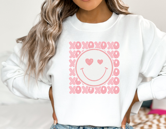 XOXO Smiley Face Crewneck, Valentine's Day Sweatshirt