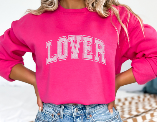Lover Sweatshirt, Glitter Font Lover Sweatshirt, Lover Crewneck